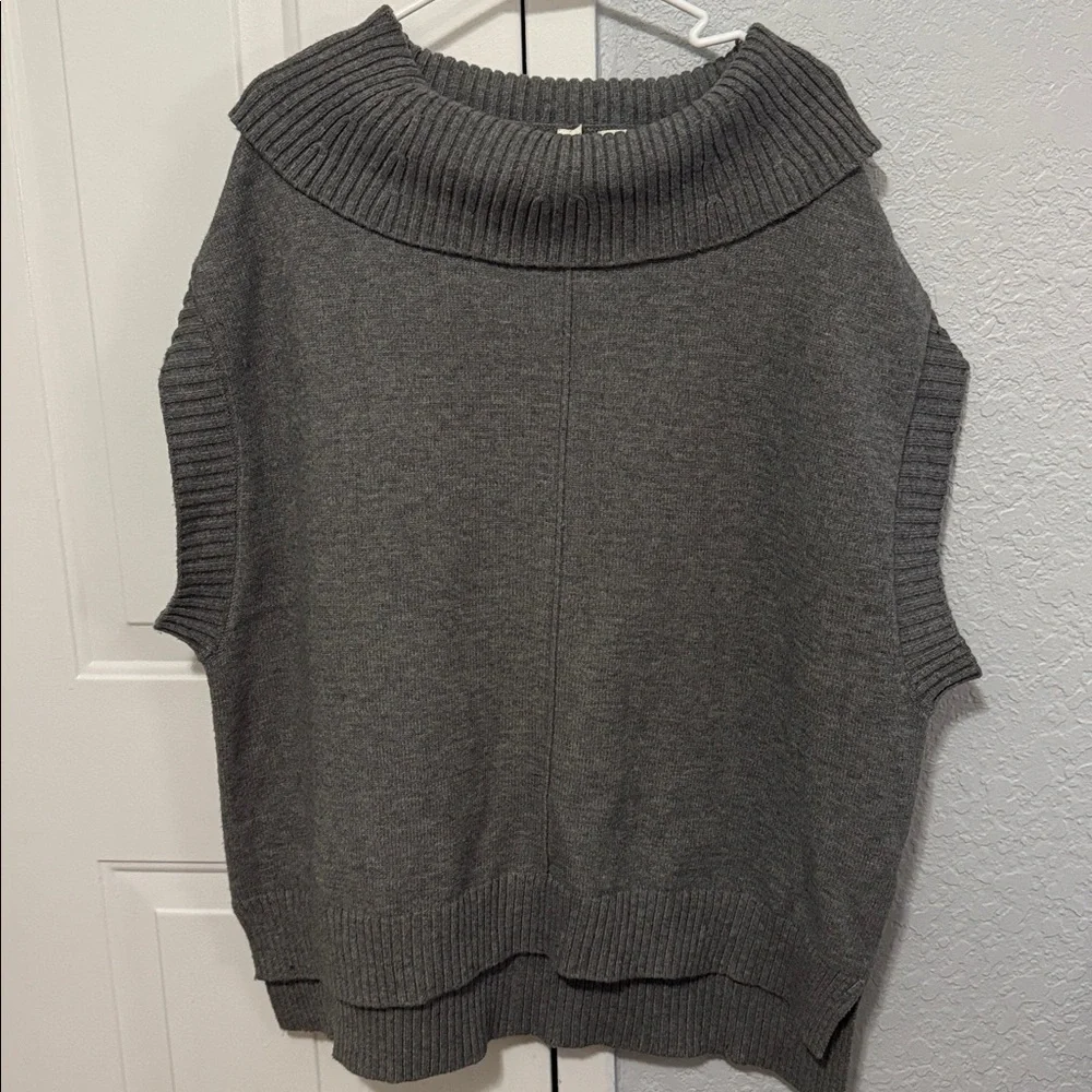 Anthropologie Moth gray sleeveless oversized cowl neck poncho sweater - Picture 2 of 6